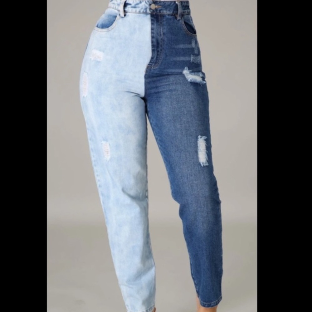 Two Tone Mom Jeans